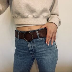 Authentic Vintage Ralph Lauren Double RL Western Brown Leather Belt Size 32